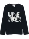 Comme Des Garçons Shirt Wool Crewnewck Sweater With Live Free Embroidery In Blue