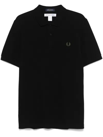 Comme Des Garçons Shirt Mens T-shirt Knit Black Cotton Fred Perry Polo Shirt With Back Print