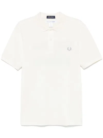 Comme Des Garçons Shirt Off-white Fred Perry Edition 'freedom Is Energy' Polo In Beige