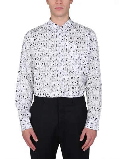 Comme Des Garçons Shirt X Kaws Print E Shirt In White