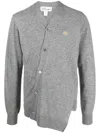 Comme Des Garçons Shirt X Lacoste Asymmetric Wool Cardigan In Grey