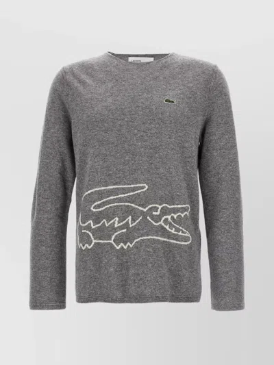 Comme Des Garçons Shirt X Lacoste Crew Neck Sweater In Grey