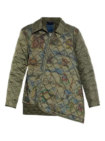 Comme Des Garçons Shirt X Laveham Quilted Zip Jacket In Green