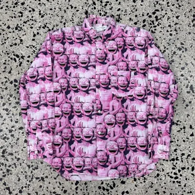 Pre-owned Comme Des Garçons Shirt X Yue Minjun Laughing Man Aop Shirt: In Pink