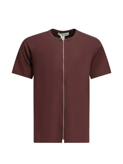 Comme Des Garçons Shirt Zipper Crewneck T-shirt In Burgundy