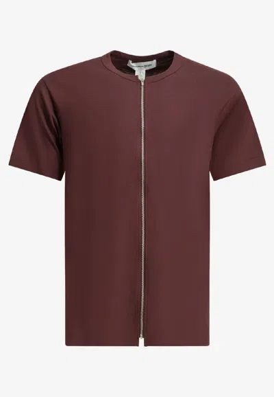 Comme Des Garçons Shirt Zipper Crewneck T-shirt In Burgundy