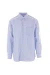 Comme Des Garçons Striped Cotton Shirt In Blue