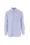 Comme Des Garçons Striped Cotton Shirt In Blue