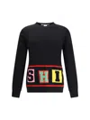 Comme Des Garçons Intarsia Knit Sweater With Colorful Lettering In Black