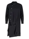 Comme Des Garçons Long Sleeve Asymmetric Hem Collared Top In Black