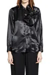 Comme Des Garçons Satin Ruffled Blouse In Black