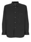 Comme Des Garçons Collared Shirt With Curved Hem And Pocket In Black