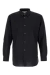 Comme Des Garçons Collared Shirt With Curved Hem And Pocket In Blue