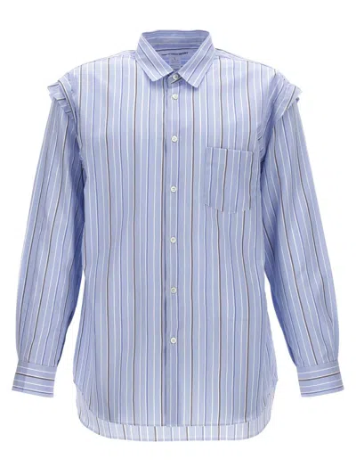 Comme Des Garçons Unfinished Cotton Striped Shirt In Multi