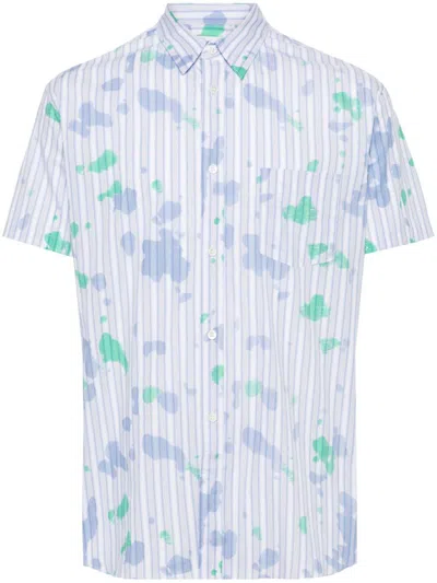 Comme Des Garçons Cotton Shirt With Printed Halo Stripe In Multicolour
