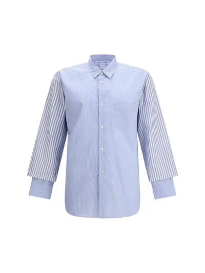 Comme Des Garçons Striped Shirt In Blue