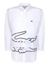 Comme Des Garçons Shirt Collaboration With Lacoste Featuring Graphic Print In White