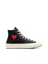 Comme Des Garçons High-top Sneakers With Iconic Heart Motif And Contrast Detailing In Black