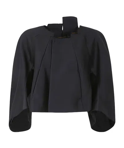 Comme Des Garçons Short Pleated Casual Jacket In Black