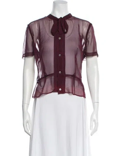 Pre-owned Comme Des Garçons Short Sleeve Blouse In Burgundy