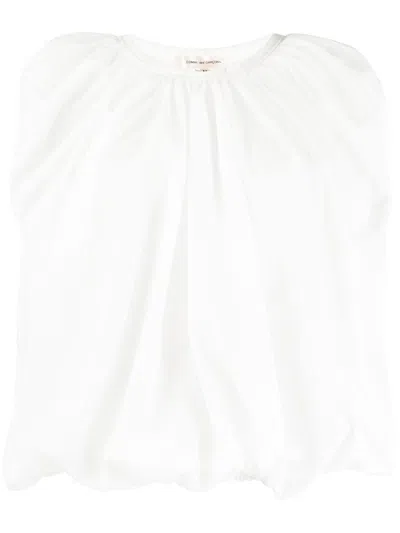 Comme Des Garçons Semi-transparente Bluse In White