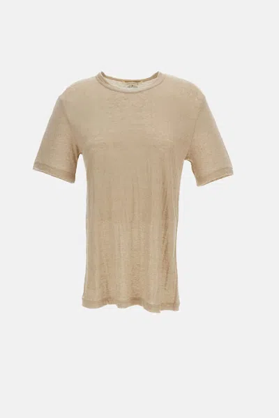 Comme Des Garçons Beige Linen Short-sleeve T-shirt In Brown