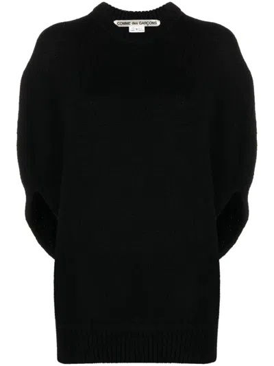 Comme Des Garçons Short-sleeve Wool Jumper In Black