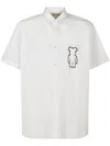 Comme Des Garçons Short-sleeved Button-down Shirt With Bear Graphic In Neutral