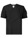 Comme Des Garçons Short-sleeved Cotton Top With Tone-on-tone Detail In Black