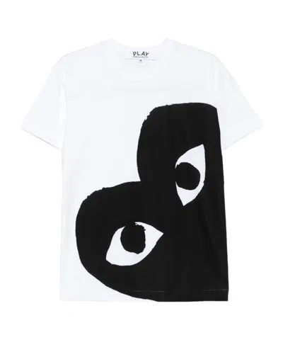 Comme Des Garçons White Crew Neck Graphic Print T-shirt In Multi