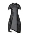 Comme Des Garçons Black White Polyester Mini Dress In Black