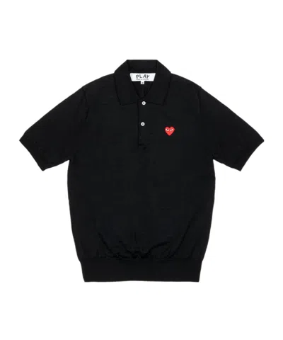 Comme Des Garçons Short-sleeved Polo Shirt In Black