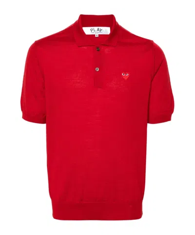 Comme Des Garçons Short-sleeved Polo Shirt In Red