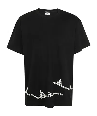 Comme Des Garçons Buttoned Crew Neck T-shirt With Graphic Detail In Black