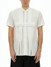 Comme Des Garçons Short-sleeved Textured Shirt With Classic Collar In White