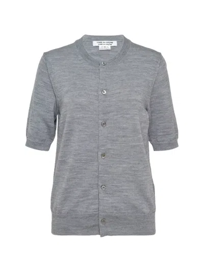 Comme Des Garçons Short-sleeve Cardigan In Gray