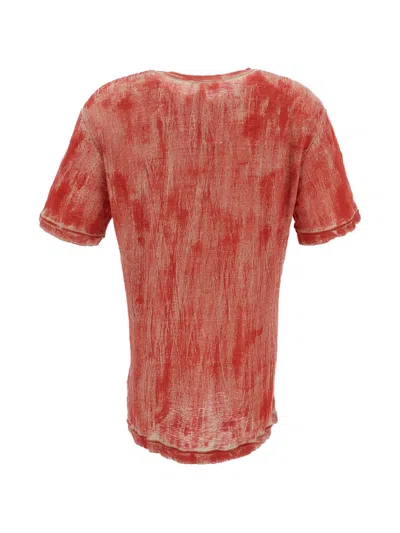 Comme Des Garçons Faded Multicolor Ramie Short-sleeve T-shirt In Red
