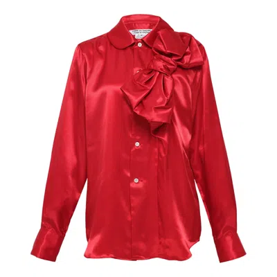 Comme Des Garçons Side Bowknot Blouse In Red