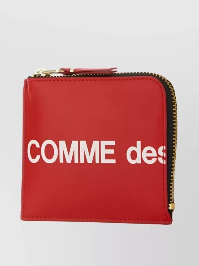 Comme Des Garçons Signature Zip-around Leather Wallet In Burgundy