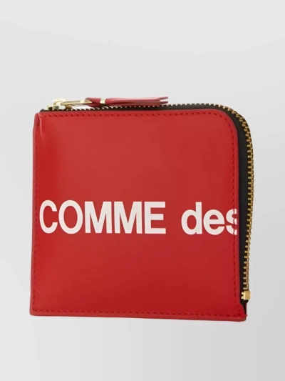 Comme Des Garçons Signature Zip-around Leather Wallet In Red