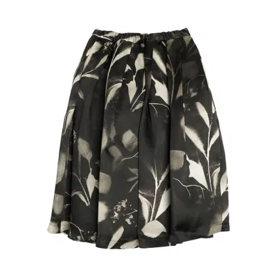 Pre-owned Comme Des Garçons Silk Print Skirt 'black/off White' | Women's Size S