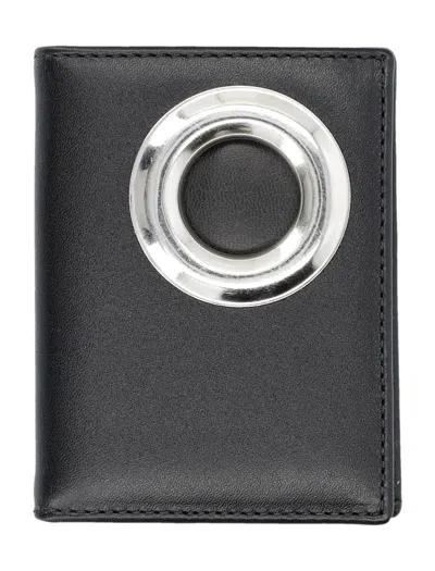 Comme Des Garçons Silver Eyelet Cardholder In Black