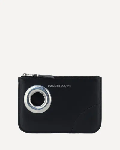Comme Des Garçons Silver Eyelet Coin Purse In Brown