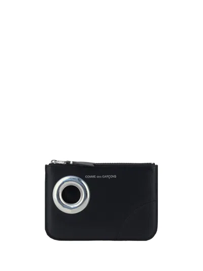 Comme Des Garçons Silver Eyelet Coin Purse In Black