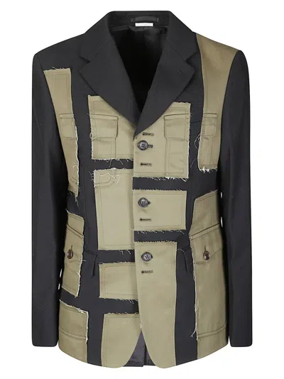 Comme Des Garçons Single-breasted Balazer With Inserts In Neutral