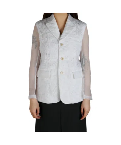 Comme Des Garçons Single-breasted Blazer In White