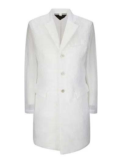 Comme Des Garçons Single-breasted Coat In White