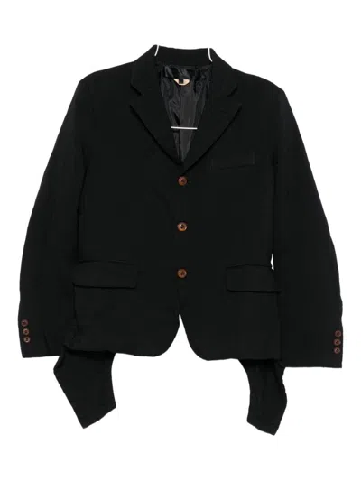 Comme Des Garçons Draped Panel Twill Jacket In Black