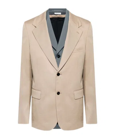 Comme Des Garçons Single-breasted Layered Blazer In Nude