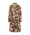 Comme Des Garçons Renaissance-print Ruched Midi Coat In Brown